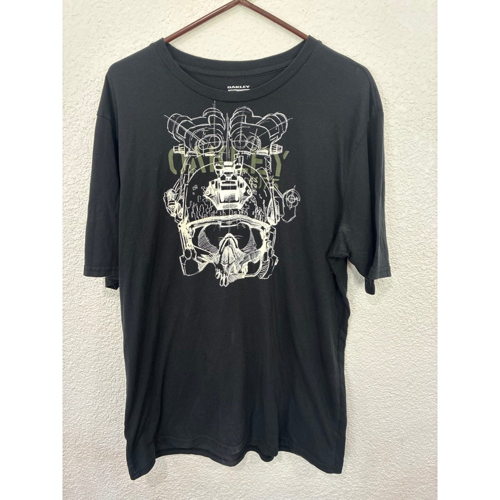 Oakley Mens Black Tactical Helmet Graphic T-Shirt XXL Night Vision Sketch Tee